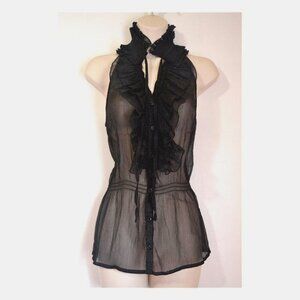 Elegant Sheer High Neck Blouse Size L